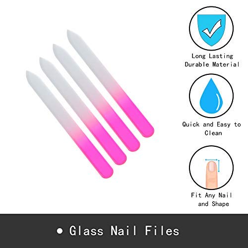 SIUSIO 40 Pack Professional Czech Crystal Glass Nail Files Double Sided Etched Surface Files Gradient Rainbow Color for Acrylic Nail Emery Boards & Buffer (Pink&Blue)