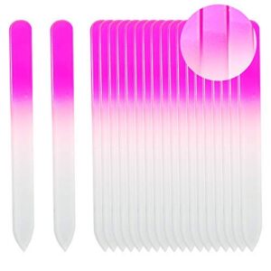 SIUSIO 40 Pack Professional Czech Crystal Glass Nail Files Double Sided Etched Surface Files Gradient Rainbow Color for Acrylic Nail Emery Boards & Buffer (Pink&Blue)