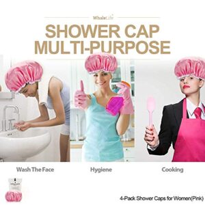 Bath Loofahs Sponge Natural4 Pack (Black) & Shower Cap 4pack (Pink) for Men and Women