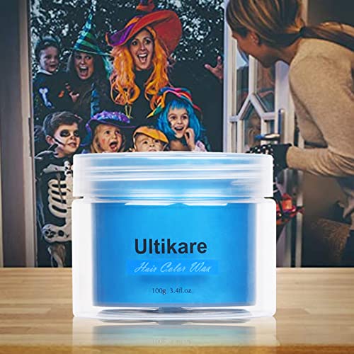 Temporary Hair Color for Kids, Ultikare Blue Hair Dye Natural Styling Wax Color Instant Mud Cream Gel 3.4 Fl Oz Girl Gifts, Party, Cosplay DIY, Children's Day