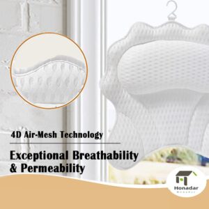 Bathtub Pillow with 4D Air Mesh Thick Soft, Bath Pillows for Tub Neck and Back Support, Hot Tub Pillow for Women & Men, Powerful Suction Cups, Best Gift, White