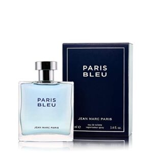 jean marc paris paris bleu homme eau de toilette spray, 3.4 fl. oz., blue, men’s cologne, fresh cologne, notes of bergamot, lavender and leather