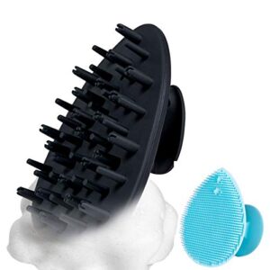 hair scalp massager -etlee silicone scalp shampoo brush for men women kids pets curly wave also all types of hairs (black) bber for men women kids or pets(black)