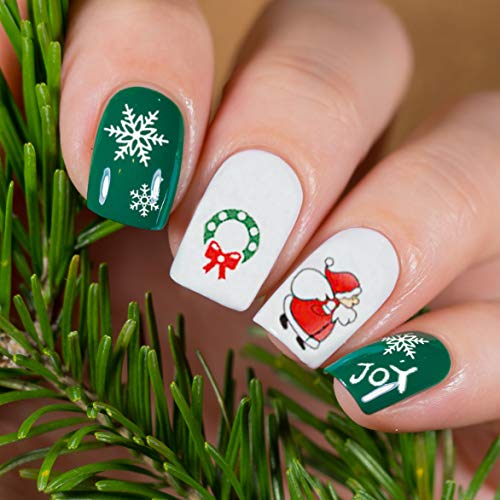 Adurself 1000+ Patterns Christmas Nail Art Decals Xmas 3D Nail Self-Adhesive Stickers Santa Claus Reindeer Snowflakes Snowmen Christmas bells for Women Girls Kids DIY Nail Design Manicure