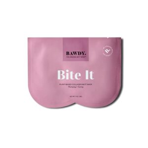 bawdy bite it – plant based collagen butt mask – hydrating + toning beauty mask for your butt – 2 sheets, one for each cheek – clean beauty mask for your butt (2 sheets – single use)