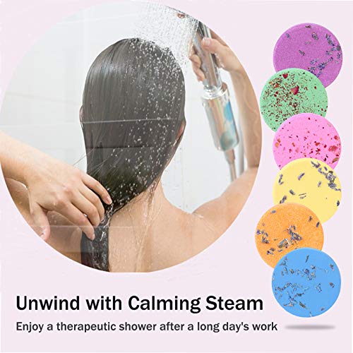 Bathroom Decor Shower Steamers Bath Bombs Aromatherapy Shower Bombs with Essential Oils for Relaxation, Stress Relief Set of 6Pcs Shower Tablets Bridal Shower Decorations Great Spa Gifts for Women