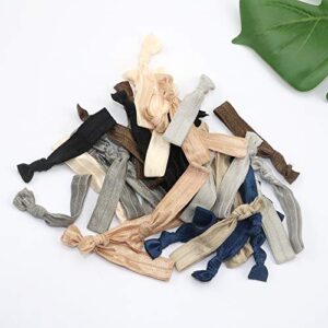 120 Pack Neutral Color No Crease Ribbon Elastics Hair Ties Women Yoga Knotted Ponytail Holder