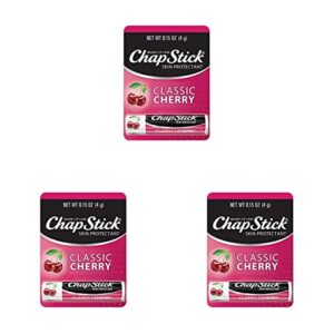 chapstick classic cherry lip balm tube, flavored lip balm for lip care on chafed, chapped or cracked lips – 0.15 oz (pack of 3)