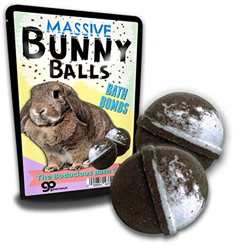 Massive Bunny Balls Bath Bombs – Fluffy Rabbit Design – XL Bath Fizzers for Friends – Root Beer Scent, 2 pk