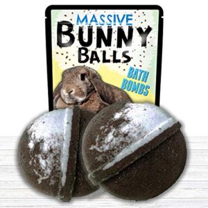 Massive Bunny Balls Bath Bombs – Fluffy Rabbit Design – XL Bath Fizzers for Friends – Root Beer Scent, 2 pk