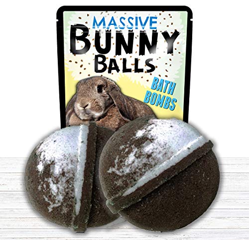 Massive Bunny Balls Bath Bombs – Fluffy Rabbit Design – XL Bath Fizzers for Friends – Root Beer Scent, 2 pk