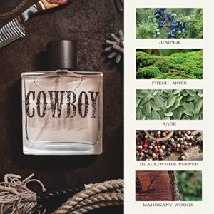 Tru Western Cowboy Men's Cologne, 3.4 fl oz (100 ml) - Woodsy, Warm, Rugged