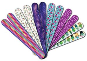 new8beauty emery board colorful (12-pack) – nail spa party favors supplies – best stocking stuffers gift for girls women kids mom girlfriend – manicure pedicure