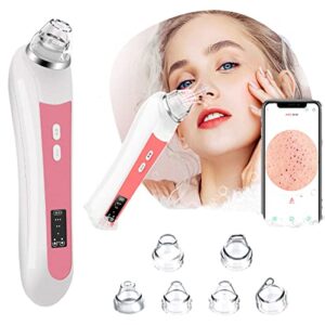 blackhead remover wurkkos pore vacuum with camera black head remove tools acne comedone pimple extractor with 6 suction heads for phone,tablet pc,computer facial suctioner for women & men(pink)