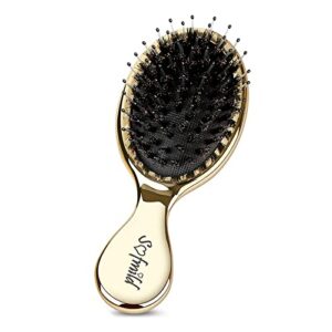 hair brush-sofmild mini bristle hairbrush with nylon pins+travel size detangler oval hairbrush for men women and kids,convenient to carry-2piec