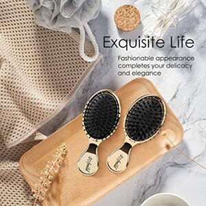 Hair Brush-Sofmild Mini Bristle Hairbrush with Nylon Pins+Travel Size Detangler Oval Hairbrush For Men Women And Kids,Convenient To Carry-2Piec