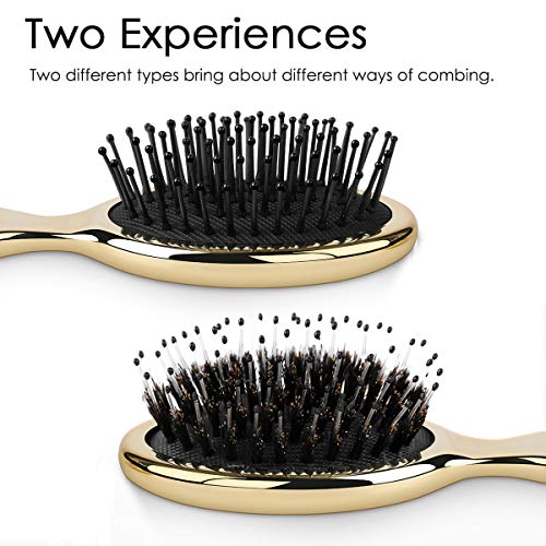 Hair Brush-Sofmild Mini Bristle Hairbrush with Nylon Pins+Travel Size Detangler Oval Hairbrush For Men Women And Kids,Convenient To Carry-2Piec