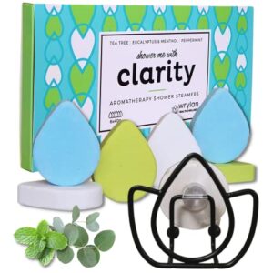 bundle of 6 clarifying scented shower steamers with holder – aromatherapy bombs – easter gift set – selfcare for women, mom, girlfriend, best friend who has everything