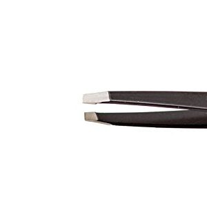 Stainless Steel Slant Tipped Tweezers by Plucked: Pack of 2 Hair Removal Tweezers for Men and Women –Slanted Tweezers for Eyebrow Plucking and Splinter Removal –Easy to Use Black and Pink Tweezers