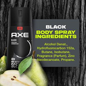 AXE Black Mens Body Spray Deodorant 48hr Odor Protection Frozen Pear & Cedarwood Aluminum Free Deodorant Body Spray, 4 Ounce (Pack of 4)