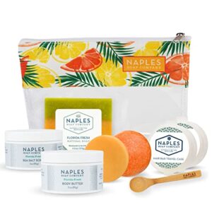 naples soap company cult classics collection gift set – natural soap, body butter, sea salt scrub, shampoo and conditioner bars – eco-friendly, cruelty-free, no parabens or silicones – florida fresh