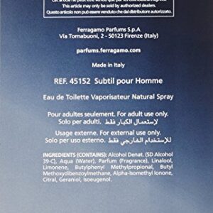 Salvatore Ferragamo Subtil Eau de Toilette Spray for Men, 3.4 Ounce