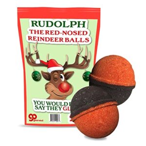 rudolph reindeer balls bath bombs – red bath bombs for women – adult christmas gag gifts – funny reindeer gifts – black cherry scent
