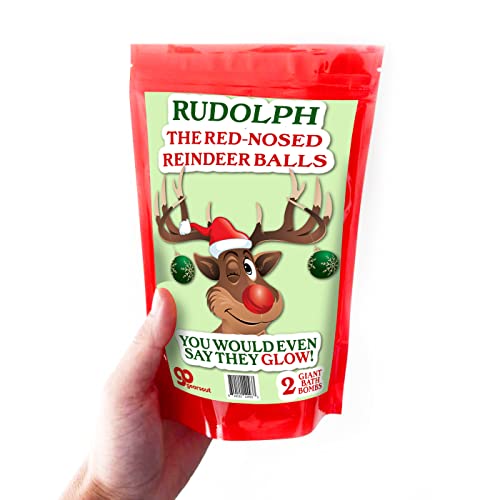 Rudolph Reindeer Balls Bath Bombs - Red Bath Bombs for Women - Adult Christmas Gag Gifts - Funny Reindeer Gifts - Black Cherry Scent