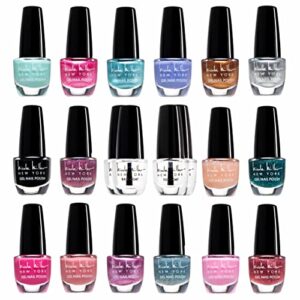 nicole miller 16 colors nail polish set + 2 base coats + 2 top coats – glossy colors manicure set – long lasting fingernail and toenail polish for women and teen girls
