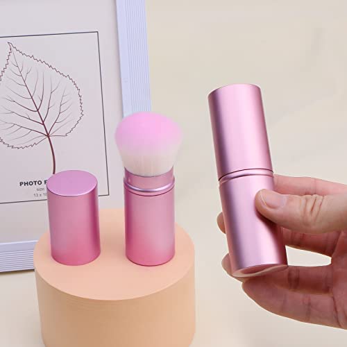 UNIMEIX Kabuki Foundation Brush Retractable Kabuki Makeup Brush Travel Face Kabuki Makeup Brush for Liquid, Cream and Flawless Powder Cosmetics (Pink,Round top)