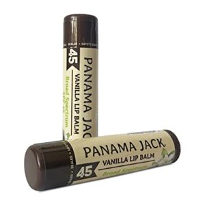 Panama Jack Sunscreen Lip Balm - SPF 45, Broad Spectrum UVA-UVB Sunscreen Protection, Prevents & Soothes Dry, Chapped Lips, Vanilla, 3-pack