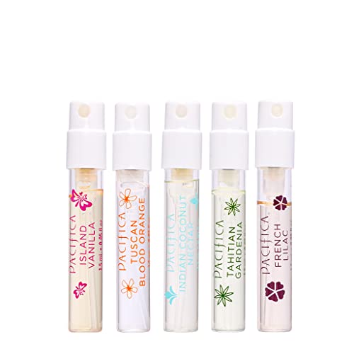 Pacifica Beauty, Wanderlust Spray Perfume Trial Set, Featuring Island Vanilla Mini, 5 Scents, Fragrance Sampler Gift Set, Natural + Essential Oils, Clean, Vegan + Cruelty Free