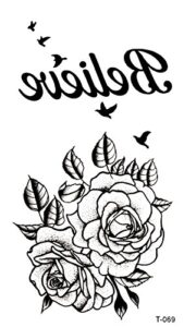 rose believe word temporary tattoo stocking stuffing