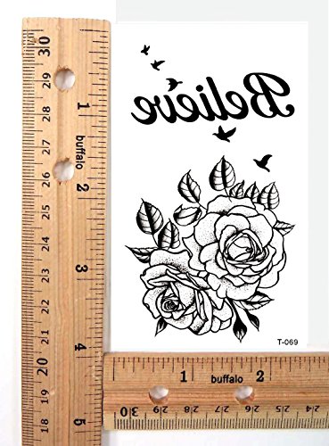 rose believe word temporary tattoo stocking stuffing