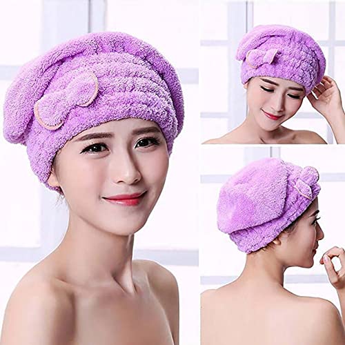 Hair Drying Towel Wrap, Coral Fleece Dry Hair Cap for Women and Men, Fast Drying Hair Turban Soft, No Frizz Hair Wrap Towels for Women Wet Hair, Curly, Longer, Thicker Hair