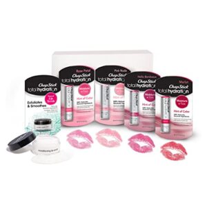 chapstick total hydration tinted lip balm tubes and lip scrub regimen pack, tinted lip moisturizer and exfoliator – 0.12 oz lip balm (4 count) and 0.27 oz lip scrub