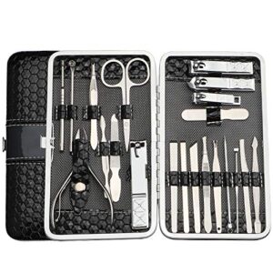 Manicure Set 21Pcs Manicure kit Travel Nail Set Travel Nail Kit Travel Nail Grooming Kit Stainless Steel Nail Clippers Set Professional Nail Kit Manicure Nail Tool Set Nail Care Kit (black)…