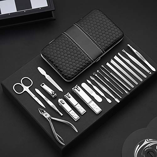 Manicure Set 21Pcs Manicure kit Travel Nail Set Travel Nail Kit Travel Nail Grooming Kit Stainless Steel Nail Clippers Set Professional Nail Kit Manicure Nail Tool Set Nail Care Kit (black)…