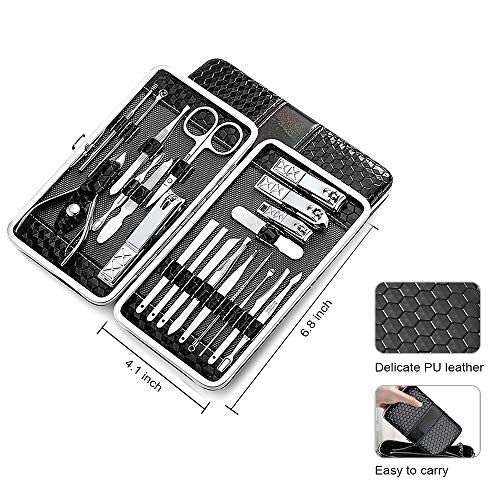 Manicure Set 21Pcs Manicure kit Travel Nail Set Travel Nail Kit Travel Nail Grooming Kit Stainless Steel Nail Clippers Set Professional Nail Kit Manicure Nail Tool Set Nail Care Kit (black)…