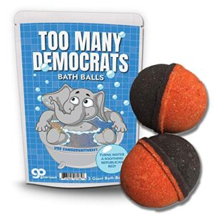 Too Many Democrats Bath Balls - Funny Bath Bombs, XL Black Cherry Fizzers, Handcrafted, Made in The USA, 2 Count
