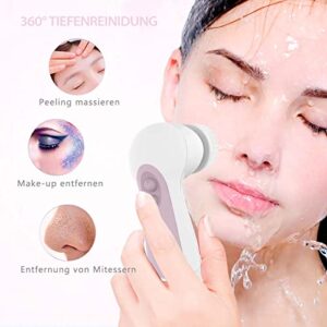 Waterproof Facial Cleansing Spin Brush Set with 3 Exfoliating Brush Heads - Electric Face Scrubber Cleanser Brush by CLSEVXY - Face Brush for Gentle Exfoliation and Deep Scrubbing