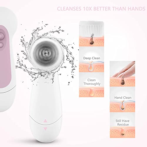 Waterproof Facial Cleansing Spin Brush Set with 3 Exfoliating Brush Heads - Electric Face Scrubber Cleanser Brush by CLSEVXY - Face Brush for Gentle Exfoliation and Deep Scrubbing