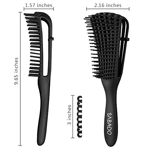 Detangling Brush for Afro America/African Hair, Textured 3a to 4c Kinky Wavy/Coily/Wet/Dry/Oil/Thick/Long/Curly Hair Detangler (Black)