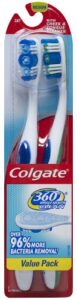 colgate 360 degree adult full head, medium twin toothbrush, 2-count (pack of 2)