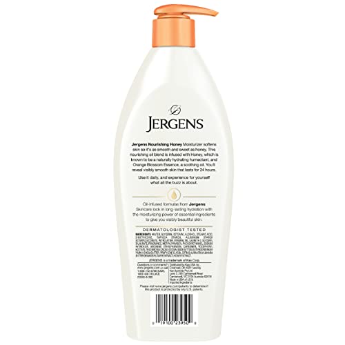 Jergens Nourishing Honey Dry Skin Moisturizer, with Illuminating Hydralucence Blend, Skin Nourishing Formula, Dermatologist Tested,16.8 Fl Oz (Pack of 4) (Packaging May Vary)