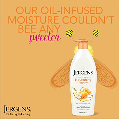 Jergens Nourishing Honey Dry Skin Moisturizer, with Illuminating Hydralucence Blend, Skin Nourishing Formula, Dermatologist Tested,16.8 Fl Oz (Pack of 4) (Packaging May Vary)