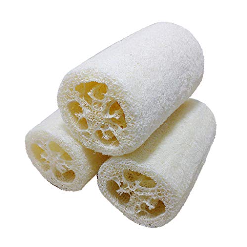 vmree Premium Natural Egyptian Shower Loofah Sponge, Large Exfoliating Shower Loofa Body Scrubbers Buff Away Dead Skin, Natural Bath and Body Sponge, Loofah Back Scrubber (5PCS, White)