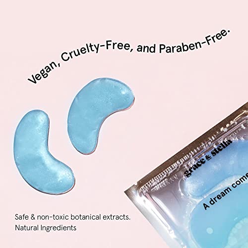 Under Eye Mask - Reduce Dark Circles, Puffy Eyes, Undereye Bags, Wrinkles - Gel Under Eye Patches, Vegan Cruelty-Free Self Care by grace and stella (48 Pairs, Blue)