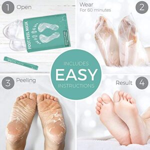 I PEEL GOOD! This 4-pair foot mask provides an at-home pampering spa experience to intensely moisturize, repair and soften rough and dry feet. The foot mask penetrates deeply to heal and hydrate dry cracked skin, restoring your skin's natural moisture bal