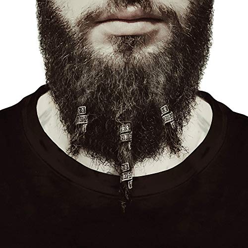 Viking Rune Beard Bead Coil Set (4-Pack) - Norse Rings for Hair, Dreads & Beards